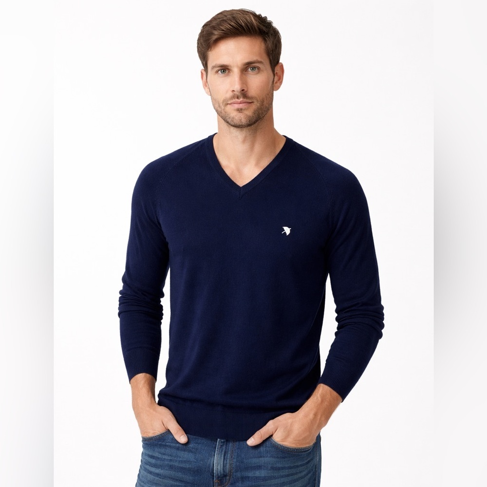 Arnold Palmer Blue V-Neck Sweater Men’s Large Golf Logo Knit